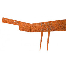 Corten staal 10,2x36,5 hoekstuk 3mm 90 gr met 2 pennen in/uitwendig